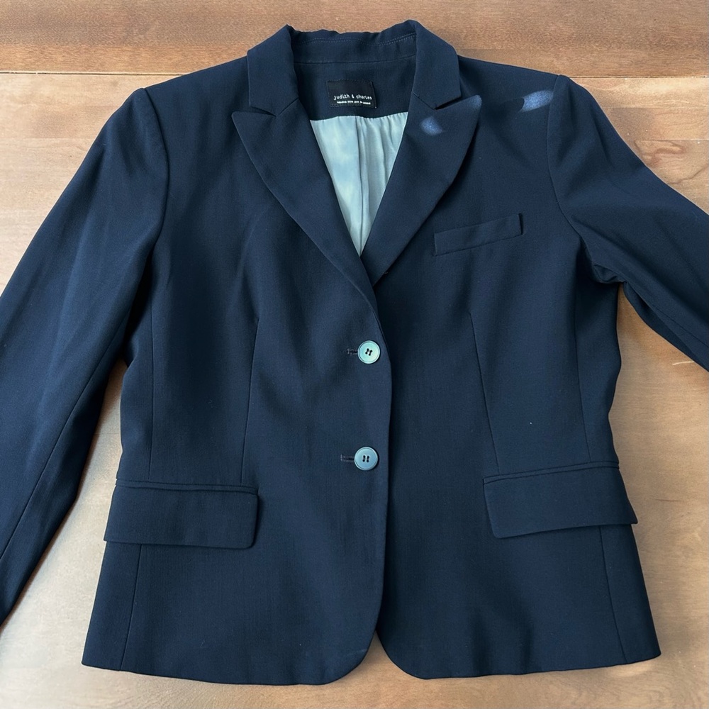 Judith & Charles Stretch Wool Blazer Blue